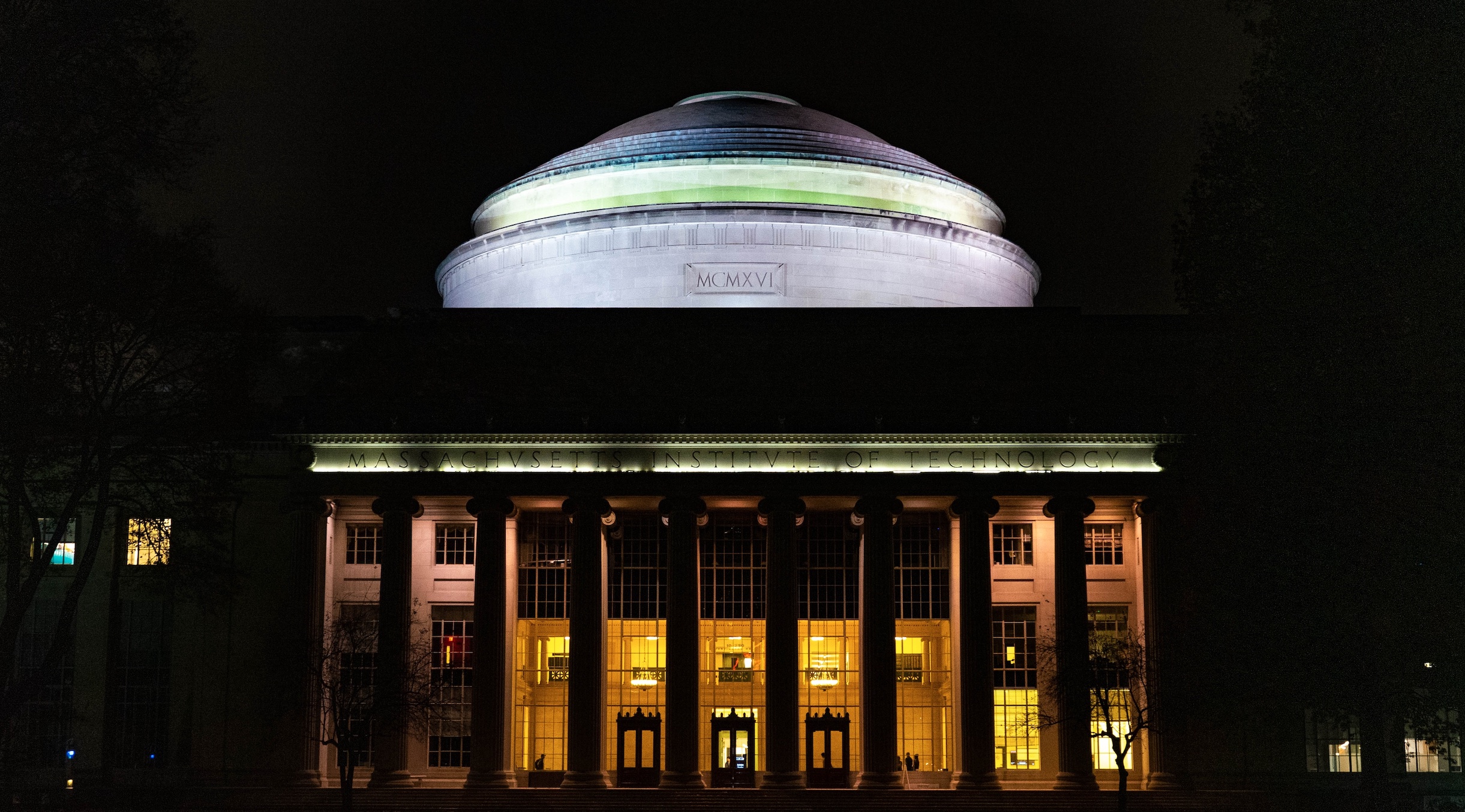 The Great Dome of MIT at night; image by Yuhan Du, via Unsplash.com.