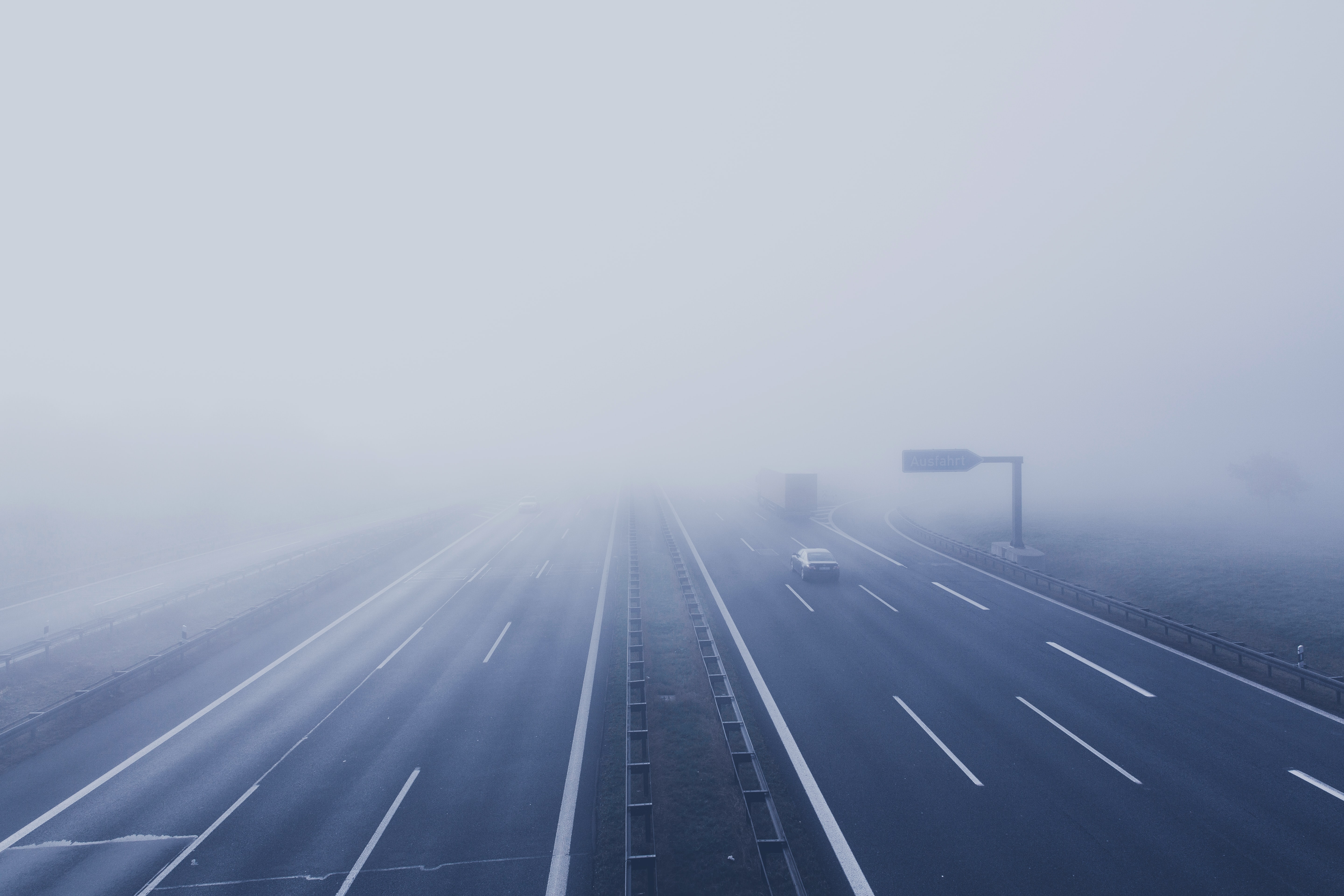 Foggy highway; image by Markus Spiske, via Unsplash.com.