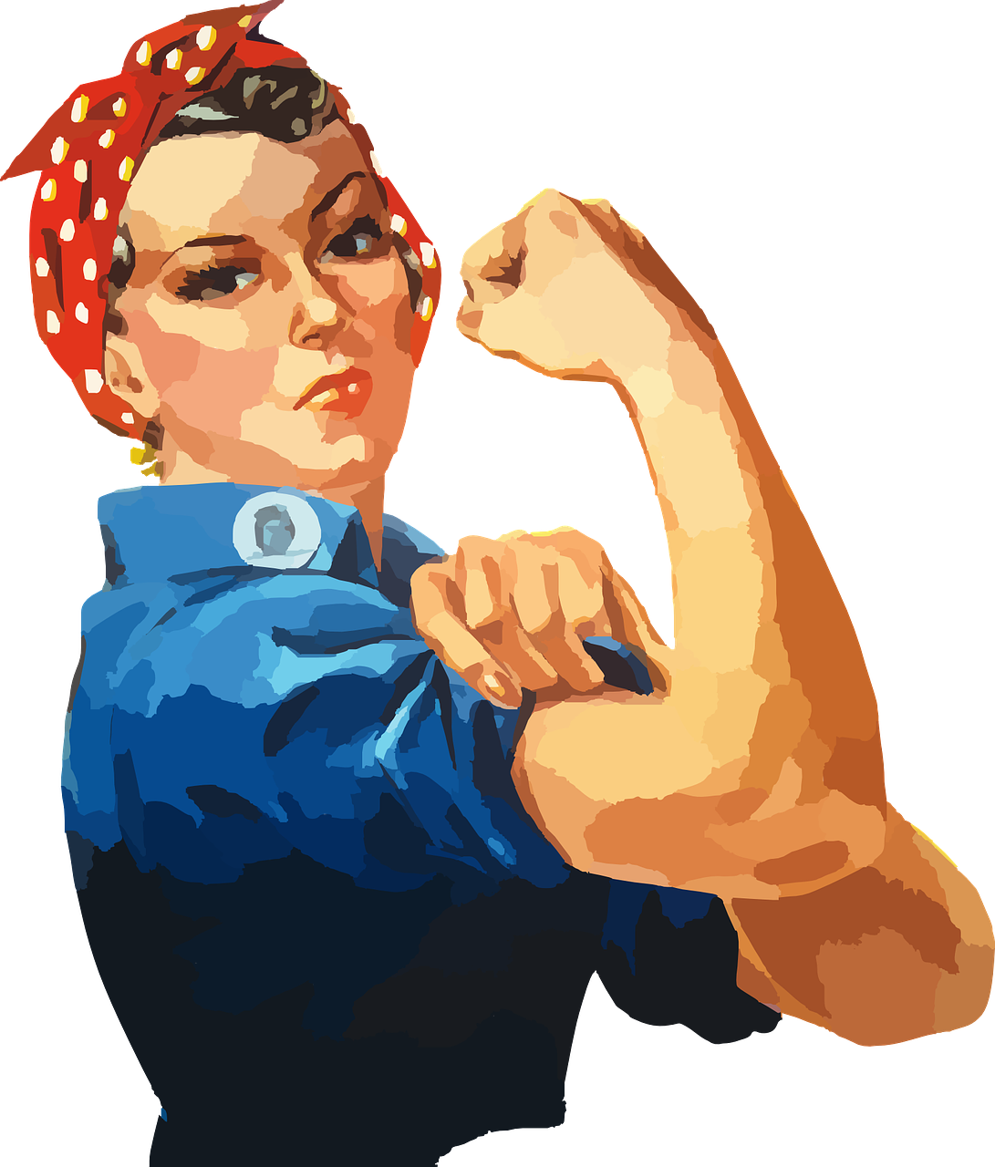 Rosie the Riveter; image by Clker Free Vector Images, via Pixabay.com.