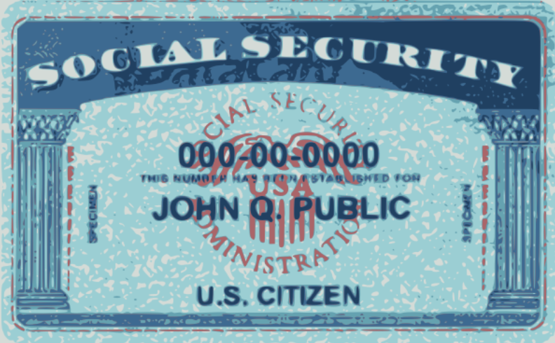 Social Security card; image by OpenClipart, via FreeSVG.com.