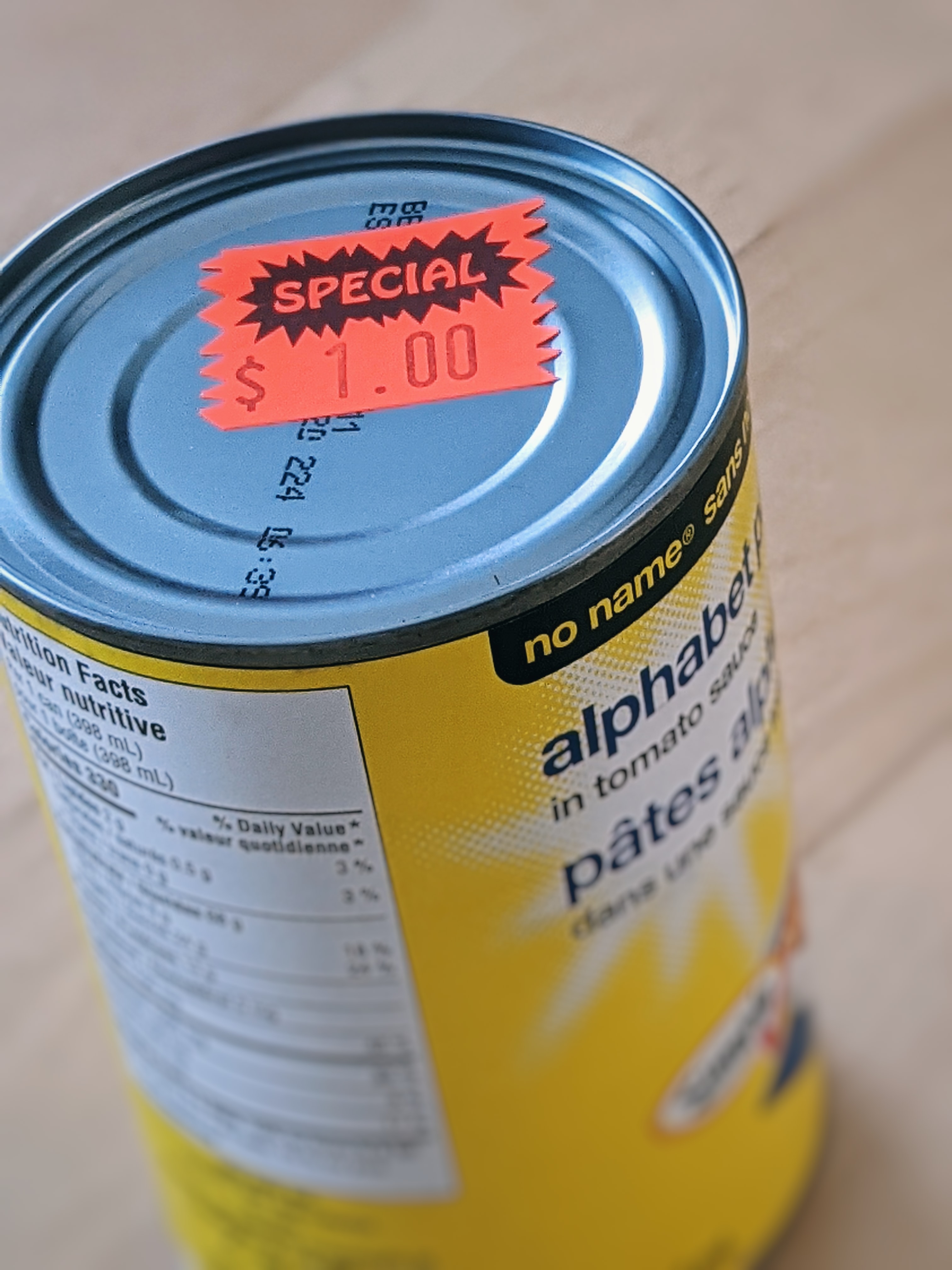 Discounted can of food; image by Sigmund, via Unsplash.com.