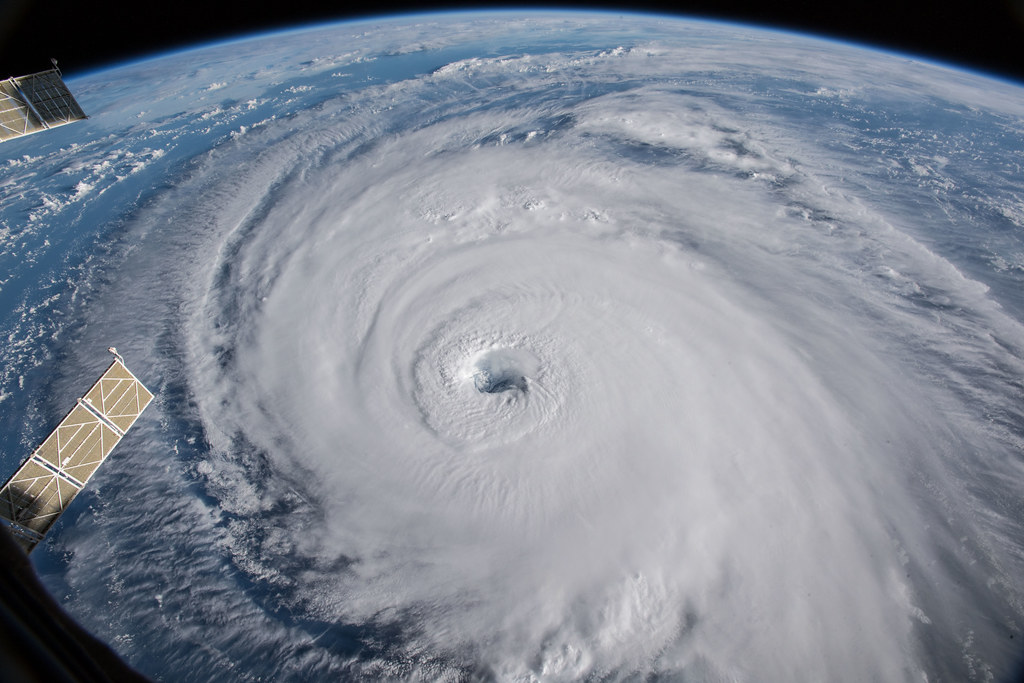 A large hurricane as seen from space.