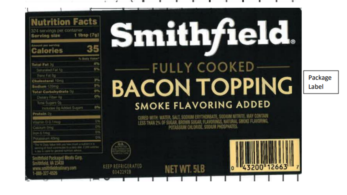 Recalled Bacon label
