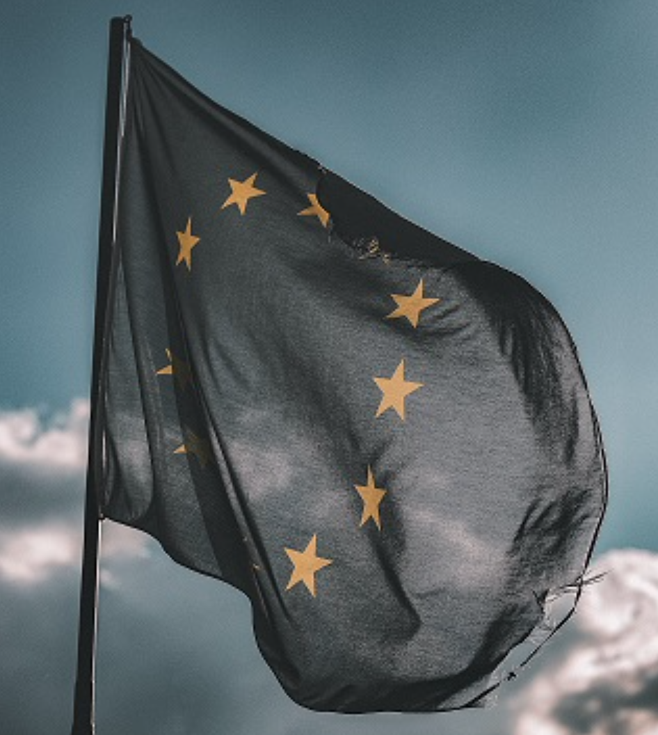 Close-up shot of EU flag; image by eberhard grossgasteiger, via Pexels.com.