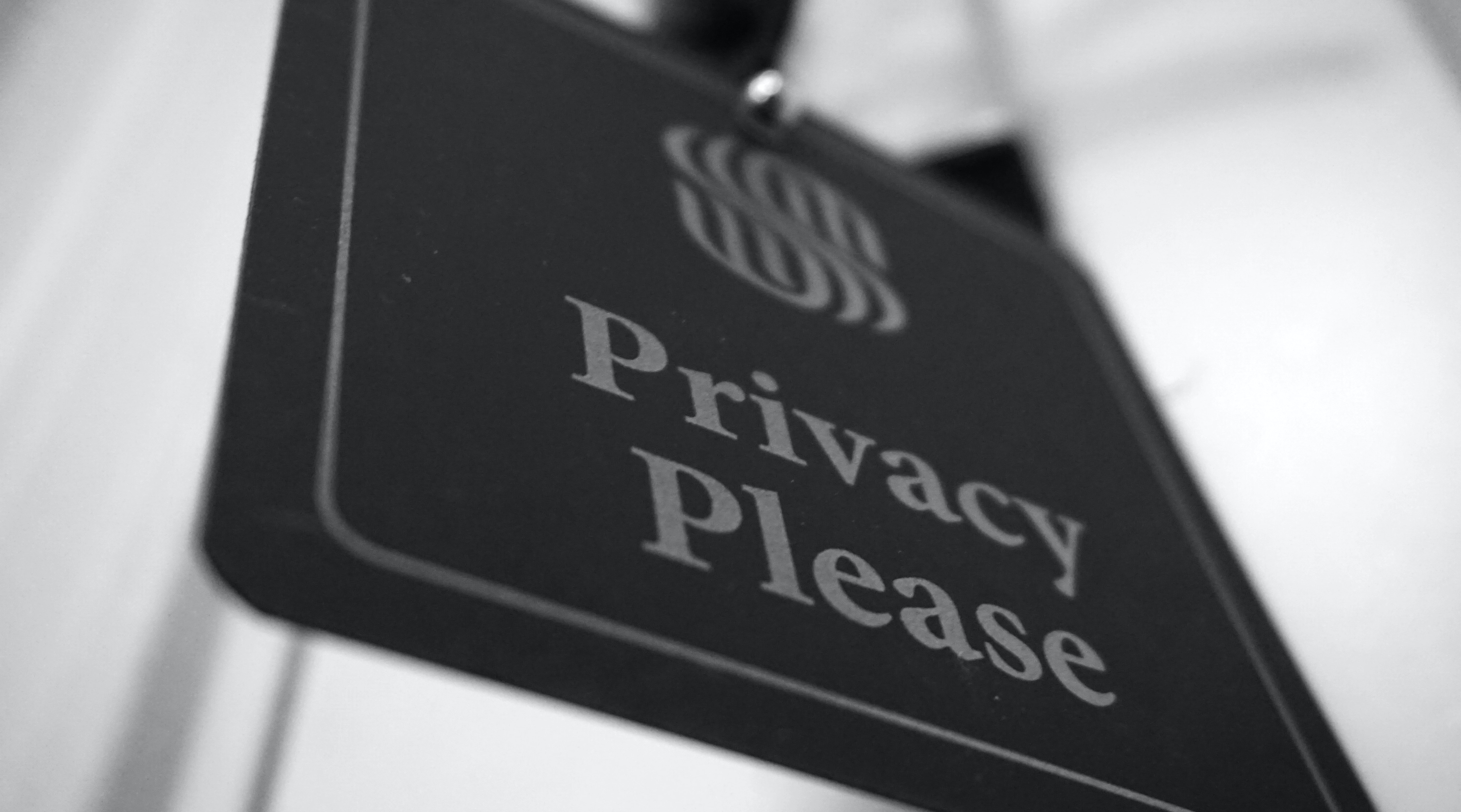 Sign saying Privacy Please; image by Jason Dent, via Unsplash.com.