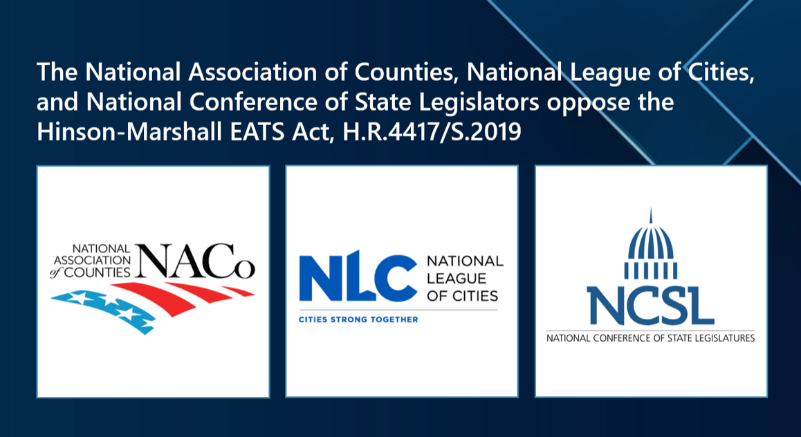 Organizations opposing EATS Act; graphic from press release.