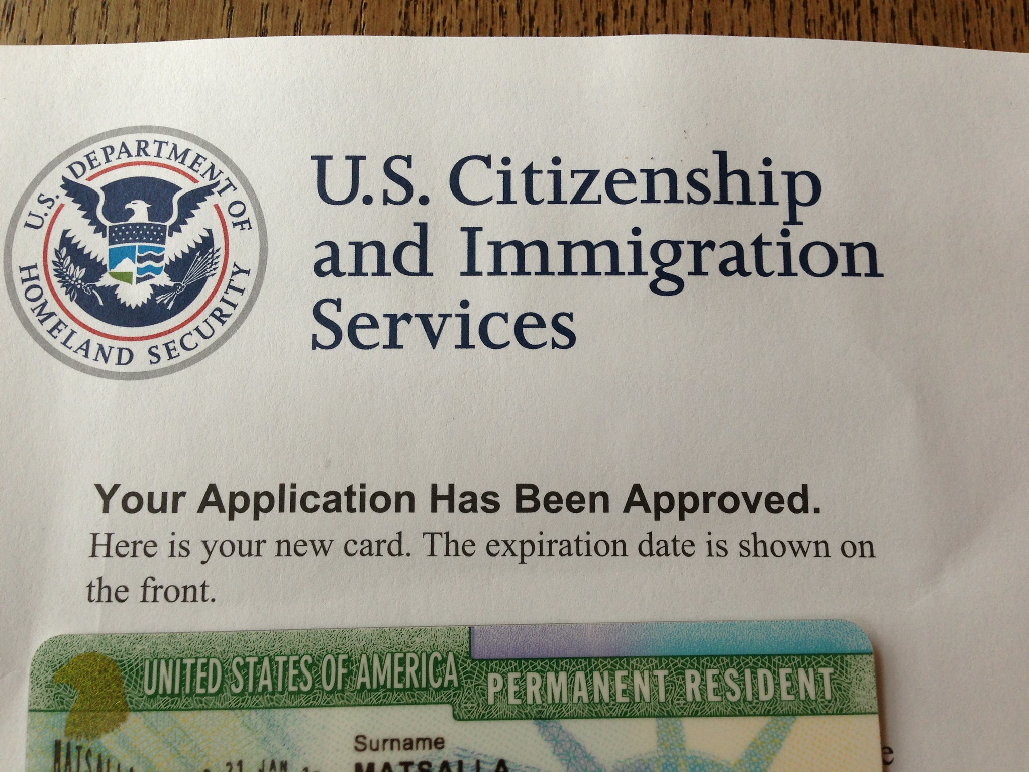 Green card approval letter; image by Jude Matsalla, via Flickr.com, CC BY-NC 2.0 DEED, no changes made.