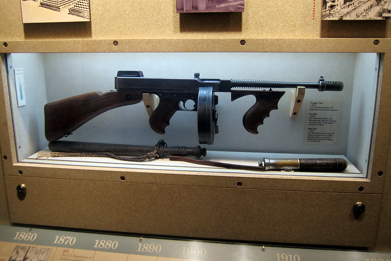 This Tommy Gun, circa the 1930's, was originally from the Alcatraz armory. Image by Wally Gobetz, via Flickr.com, CC BY-NC 2.0 Deed, no changes made.