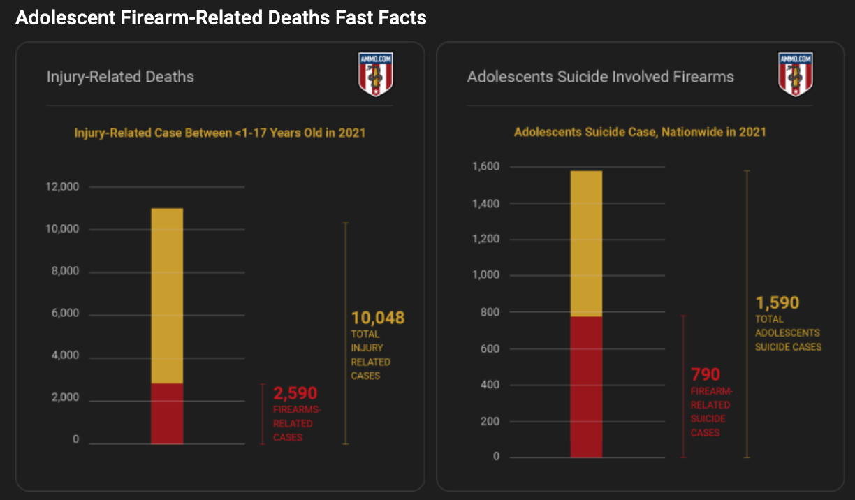 Adolescent Firearm-Related Deaths Fast Facts; graphic by author.