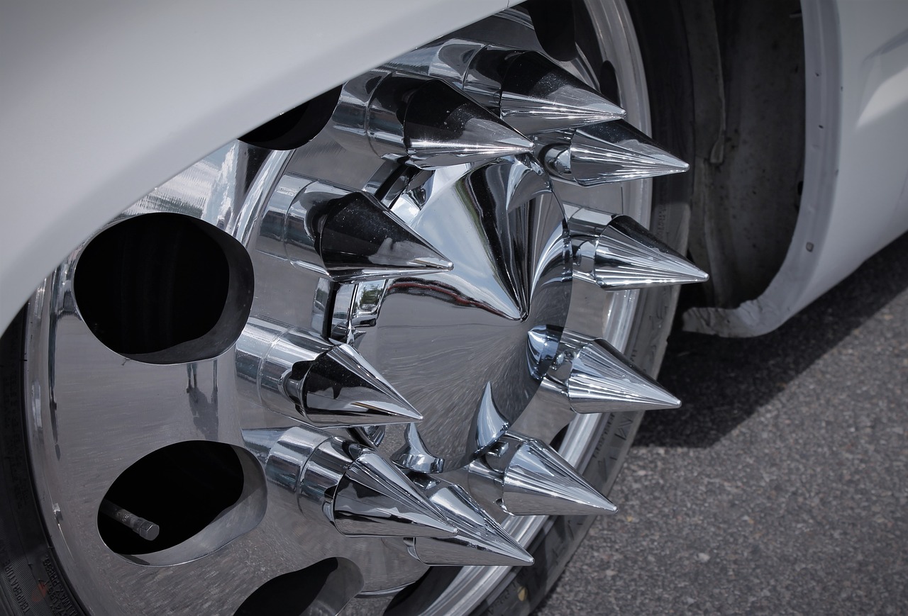 Spiked wheel rim; image by Amber Avalona via Needpix.com.