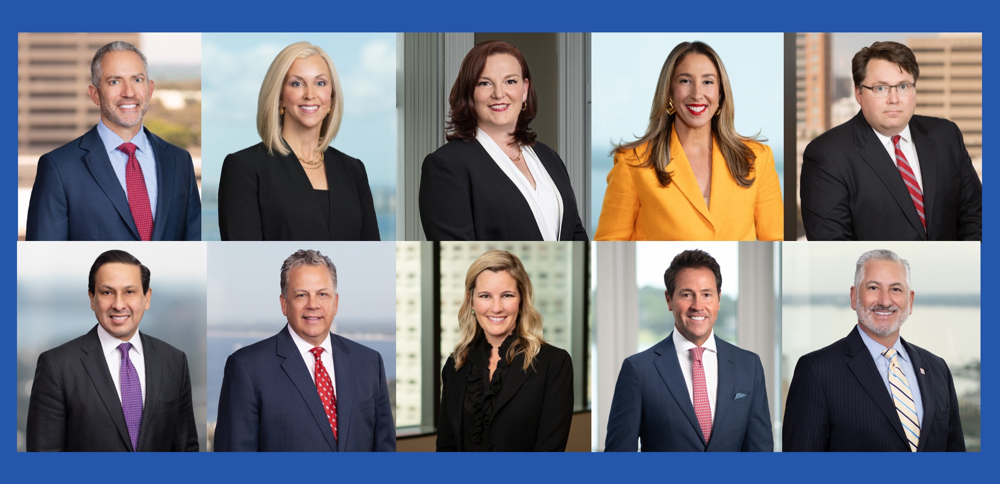 Top L-R: B. Hanan, M. Hintson, V. Dailey, E. Shea, D. DeLeo. Bottom L-R: J. Esquivel, A. Mayts Jr., M. Richter, A. Hayward, R. Kriseman. Images courtesy of Shumaker.